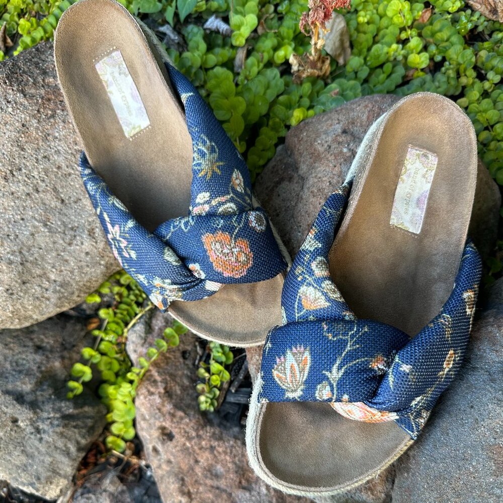 Band of Gypsies Floral Knot Slides Boho Comfort Sandals Size 6 1/2